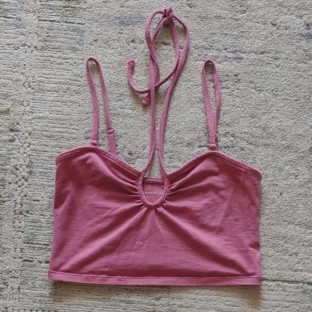 🌞2 For 15! AEO Dusty Rose Halter Top With Keyhole And Removable Straps